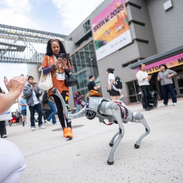 Display ad for South by Southwest; image of a robotic dog wearing a cowboy hat