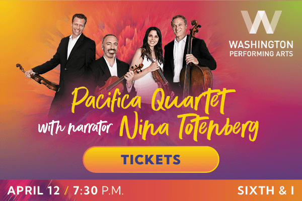 Display ad for Washington Performing Arts; Pacifica Quartet
