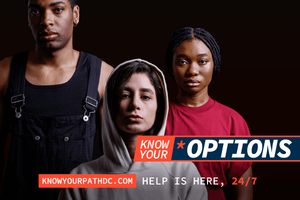 Display ad for know your options; knowyourpathdc.com