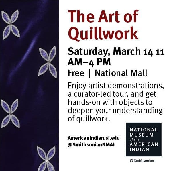 Display ad for The Art of Quilwork; Saturday March 14 11 AM - 4 PM