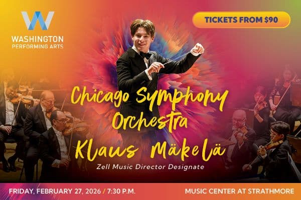 Display ad for Chicago Symphony Orchestra; Conductor leading orchestra 