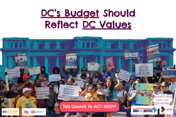 Display ad for DC's Budget; tell council to act now