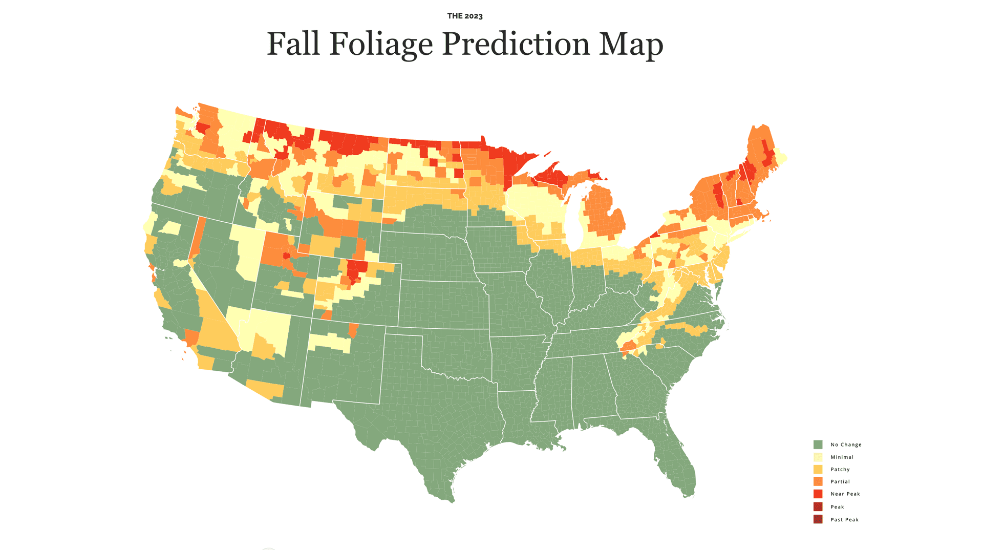 Fall foliage prediction map for this week.