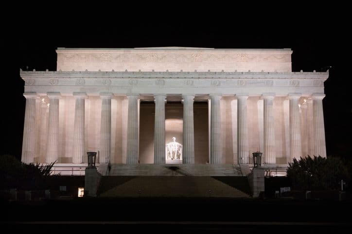 Lincoln Memorial at night.