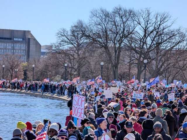 Protesters at the Capitol Reflecting Pool on Monday.