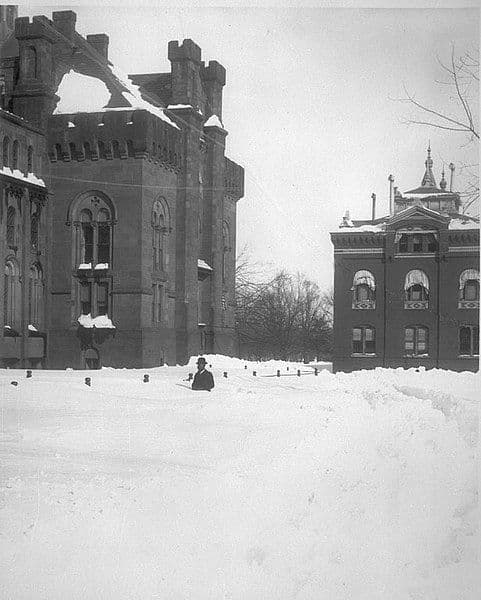 The Smithsonian Castle after the "Knickerbocker" snowstorm.