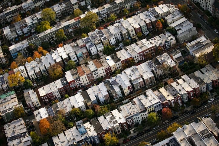 D.C. rowhomes from above.