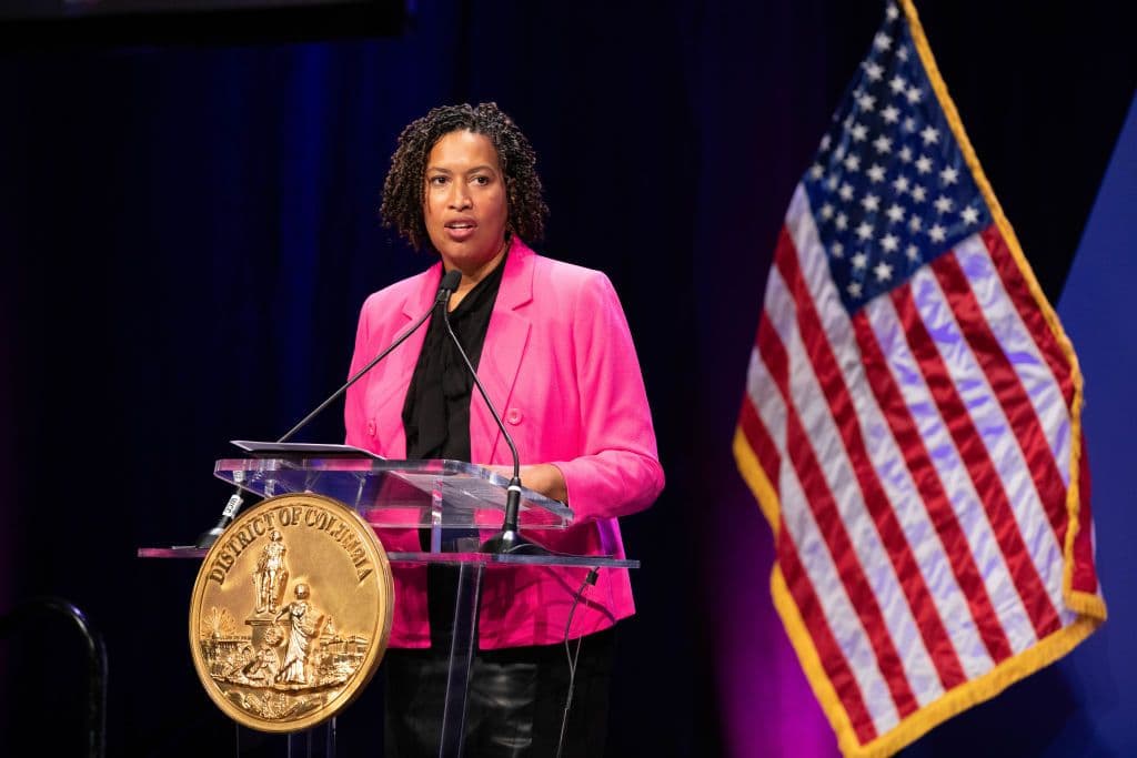 D.C. Mayor Muriel Bowser speaks at a convention in 2023.