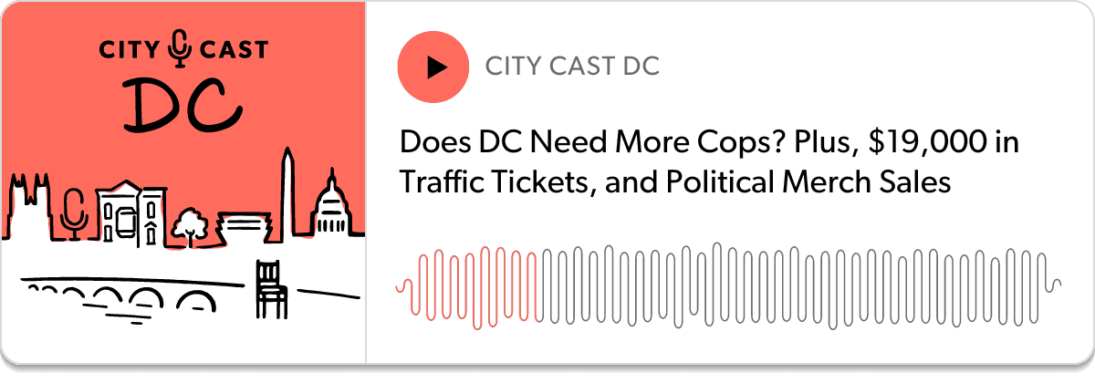 Podcast player: "Does DC Need More Cops? Plus, $19,000 in Traffic Tickets, and Political Merch Sales"