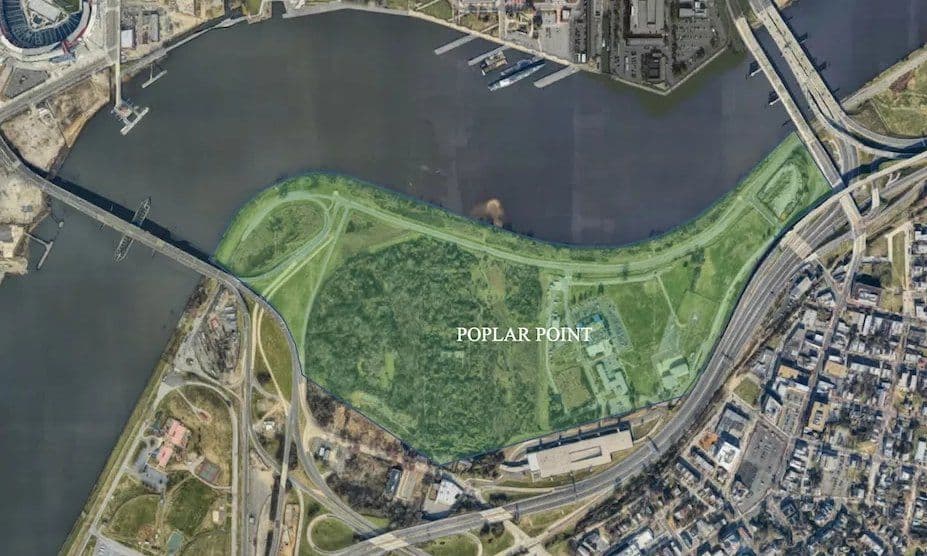 The map of Poplar Point, across from Navy Yard.