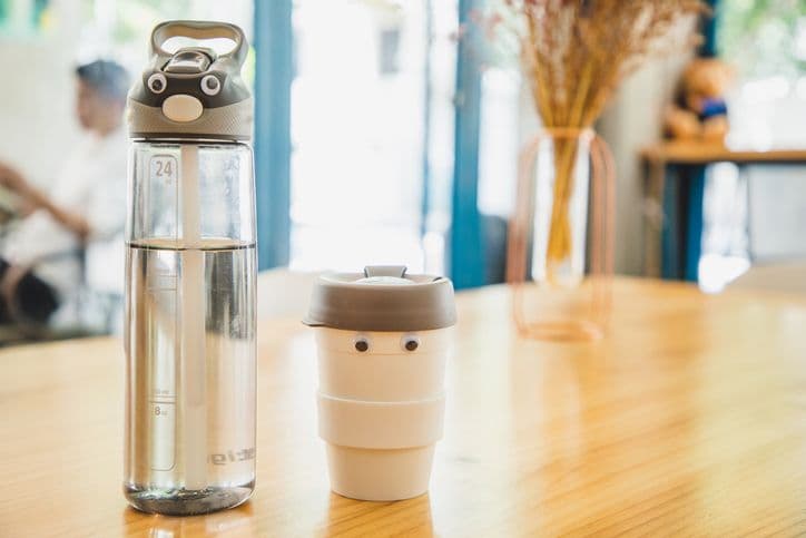 Water bottle and coffee cup