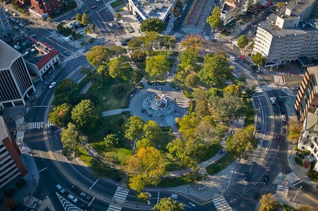 Aerial view of Dupont Circle.