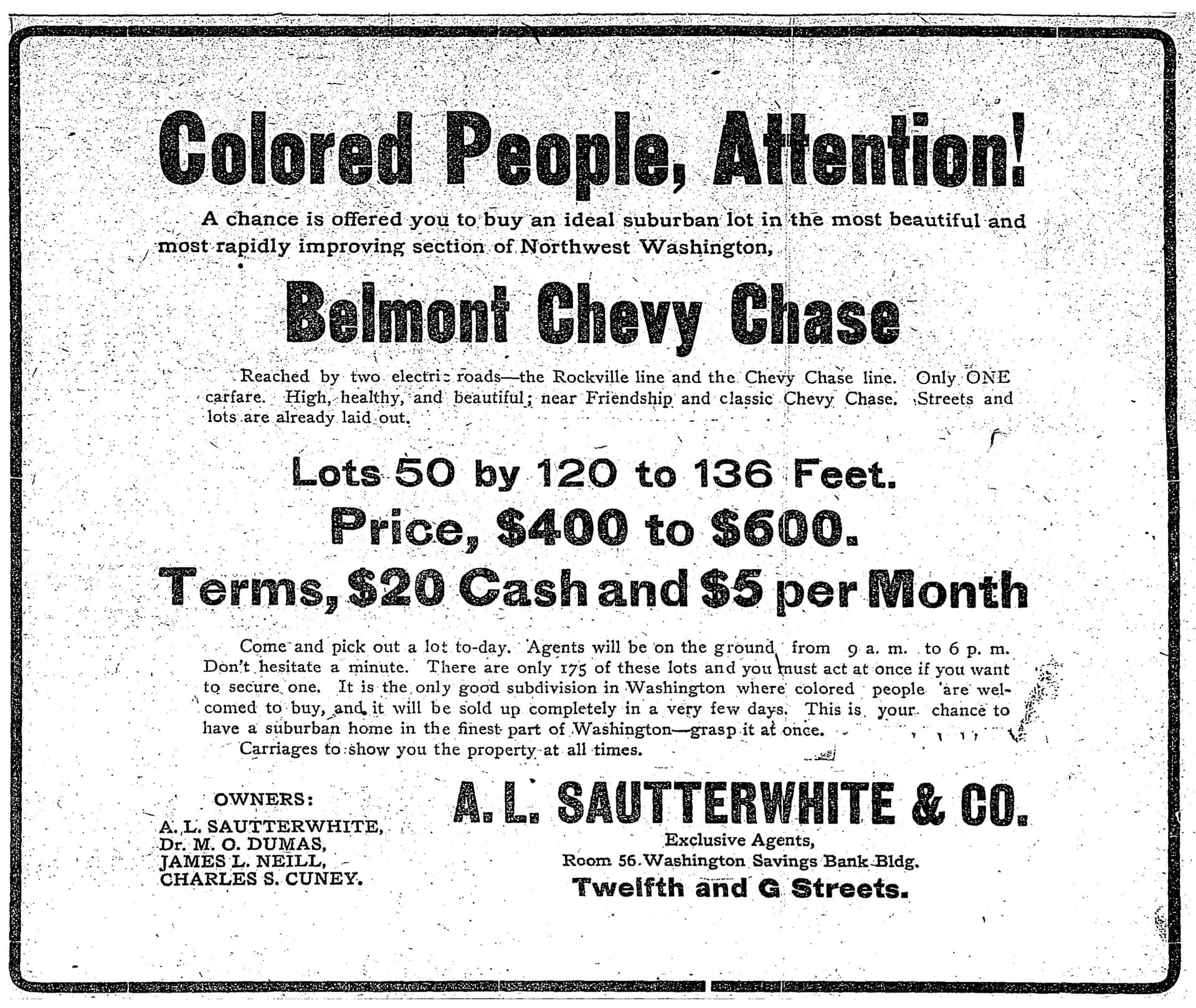 A flier advertising suburban homes to Black residents.