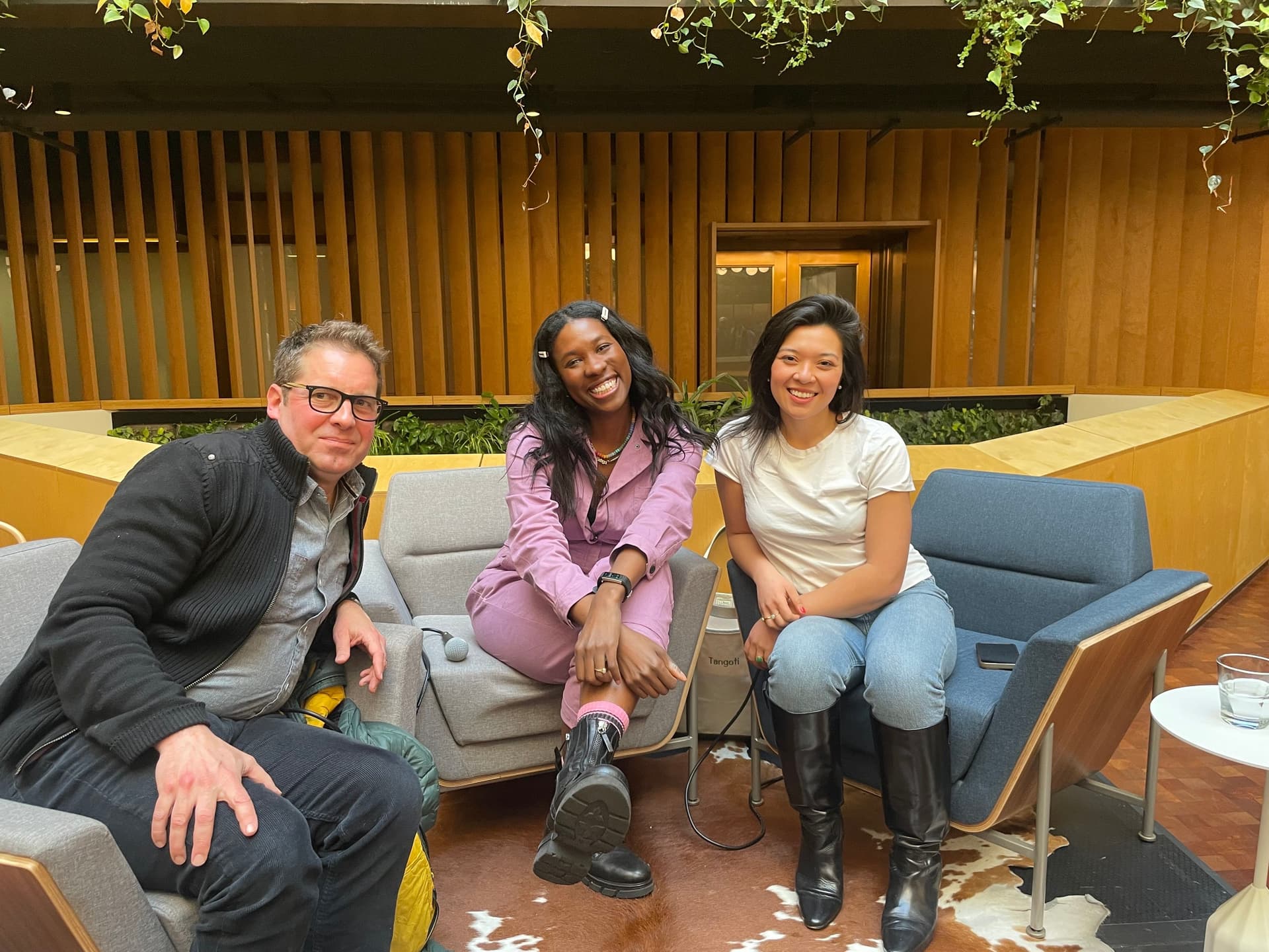 Mike Schaffer, Bridget Todd, and Jade Womack at our February Guide live taping.