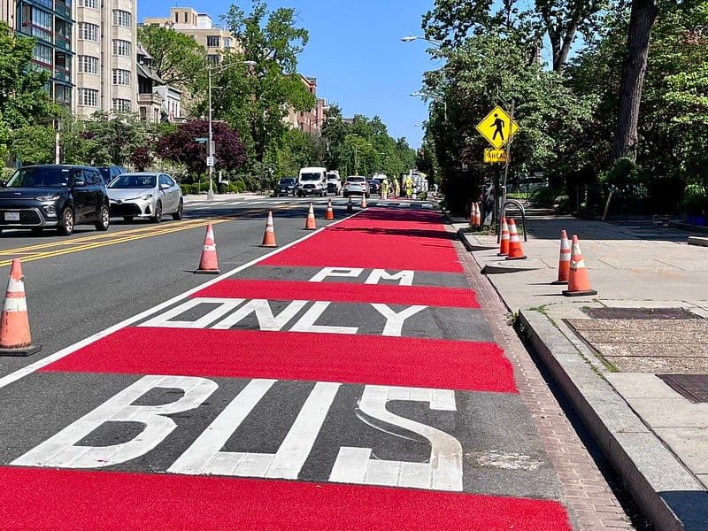 Bus lane on 16th Street NW.