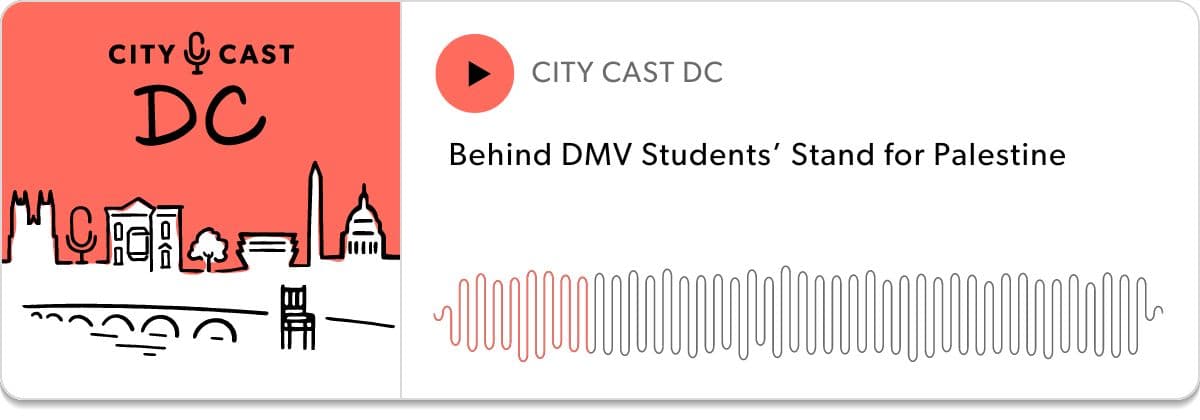 Podcast player screengrab for Pro-Palestine encampment episode