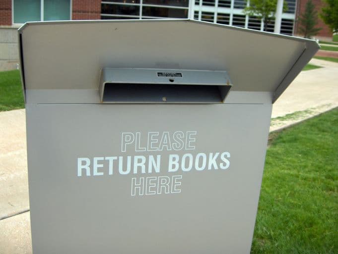 Library book return bin.