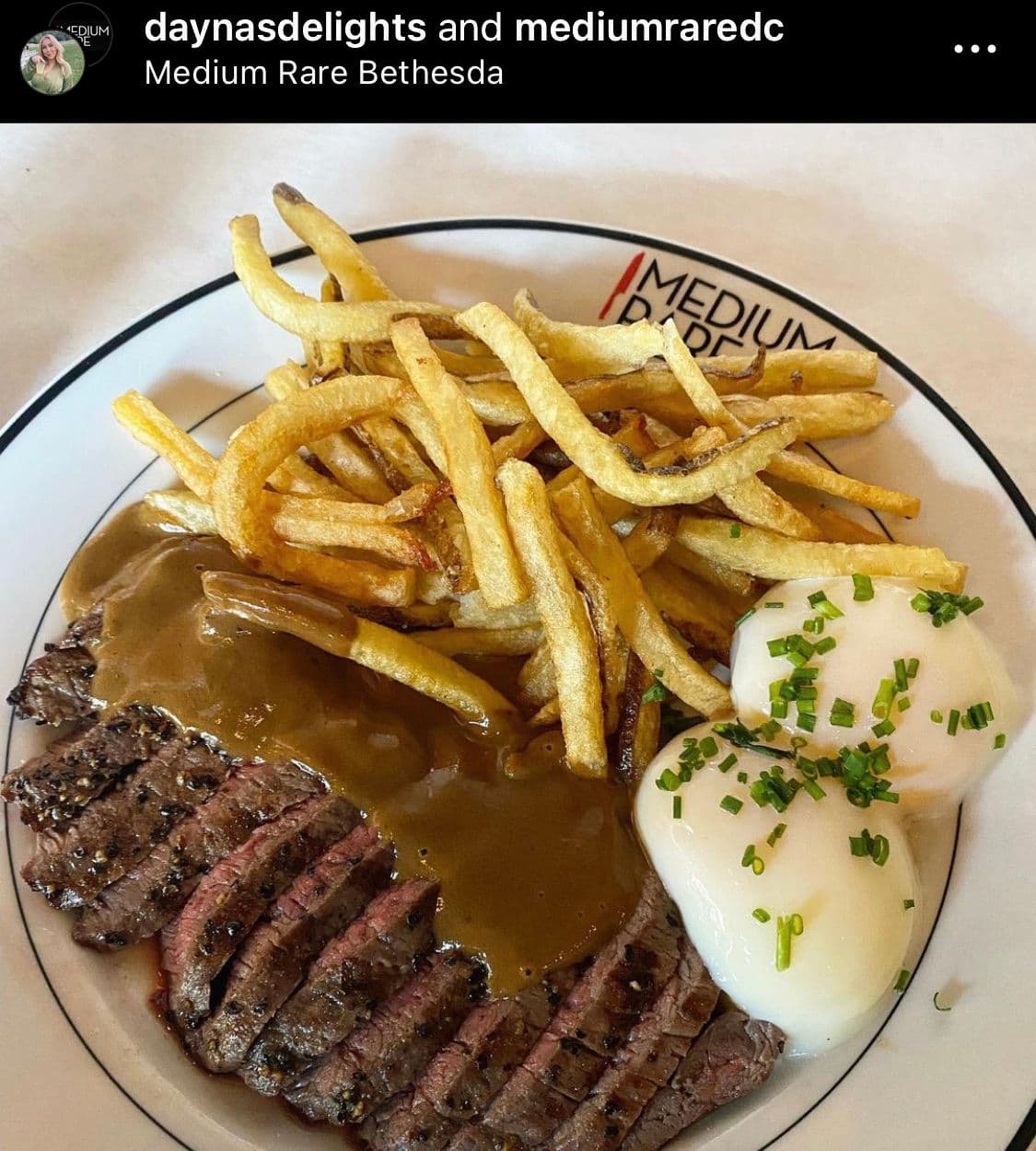 Steak frites at Medium Rare.