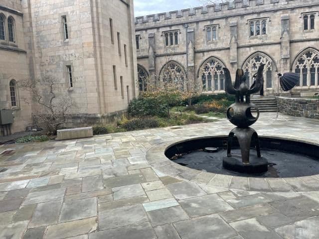 This ornate courtyard is part of the National Cathedral