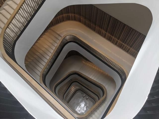 An enchanting spiral staircase at the Martin Luther King Jr. Memorial Library.