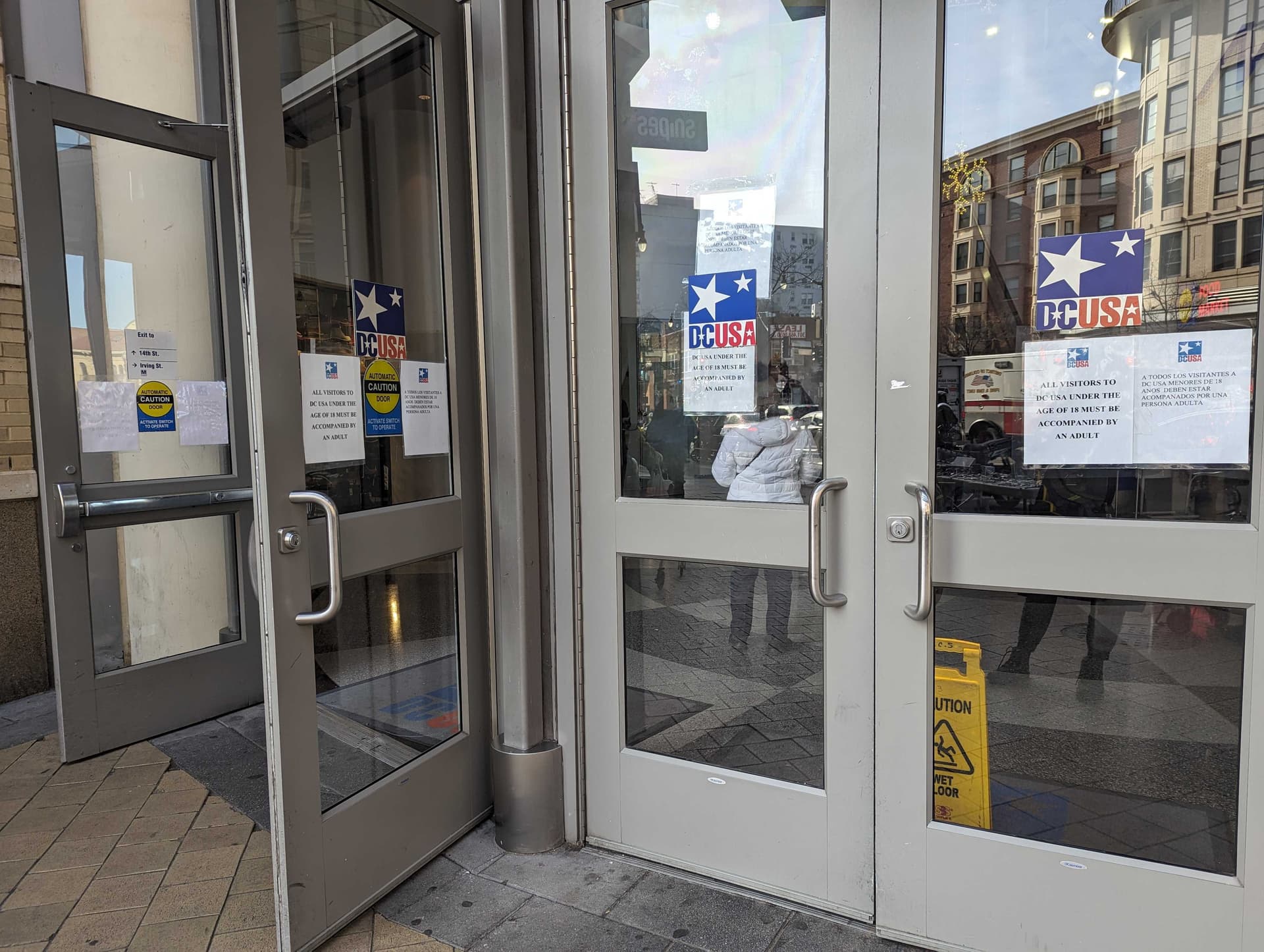 DC USA Mall signs show it is closed to minors.