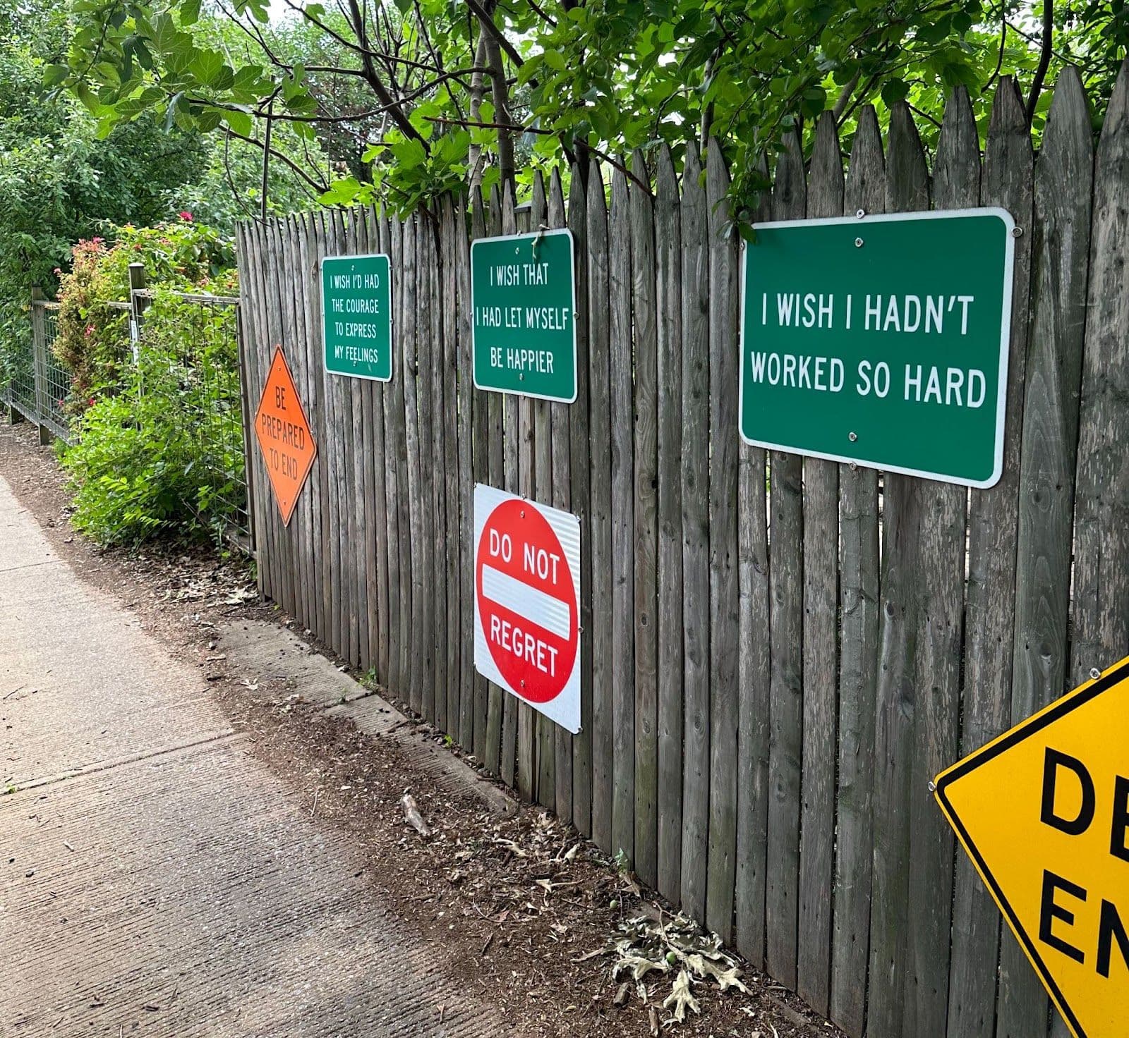 “Signs of Regret,” art installation.