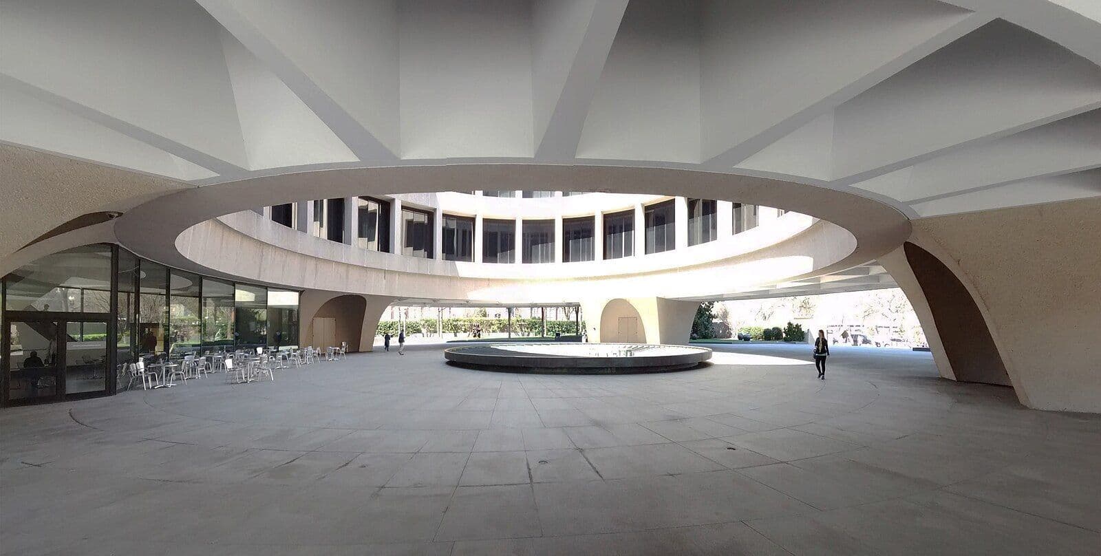 A circular concrete plaza.