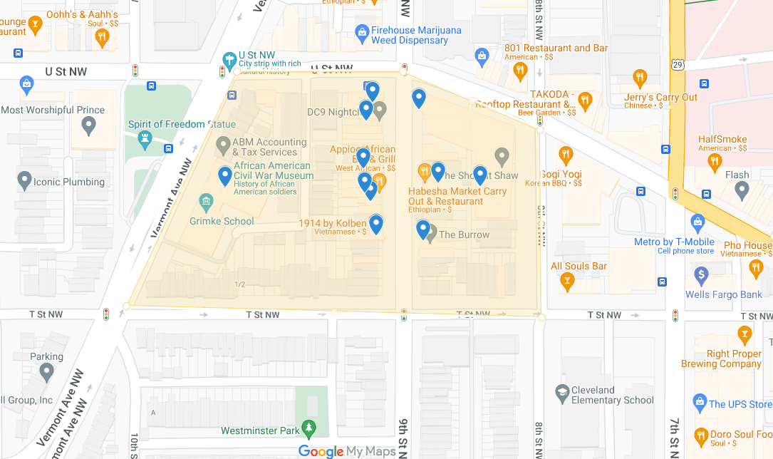 Shaw’s 9th Street NW block. Open to navigate to our suggestions.
