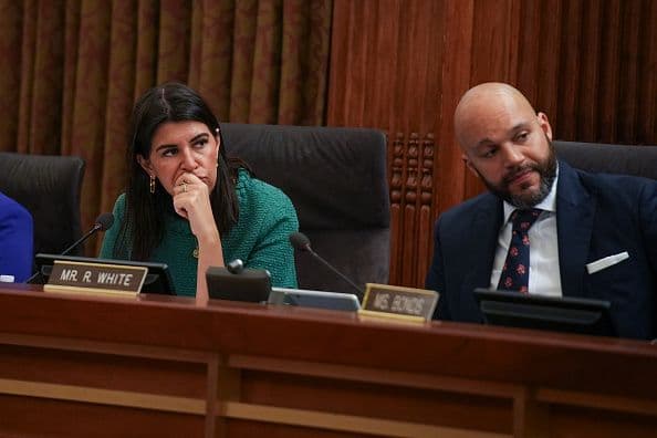 Ward 2 Councilmember Brooke Pinto and At-Large Councilmember Robert C. White, Jr. at the Wilson Building on May 6, 2025. (Jahi Chikwendiu/The Washington Post via Getty Images)